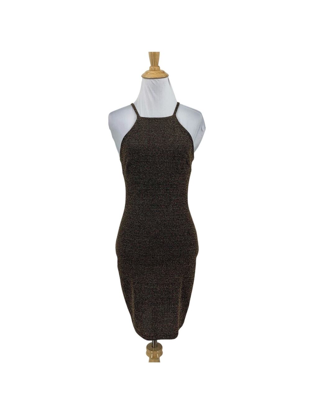 Ibiss Dress Womens XS Extra Small Muti Glare Retro Sparkle Bodycon Mini Halter